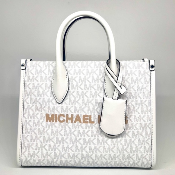 Michael Kors Mirella Small Signature Logo Crossbody Bag Optic White Multi - Picture 1 of 8